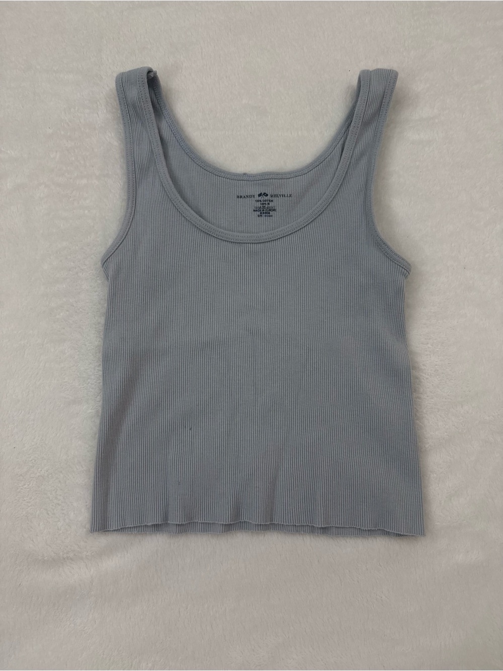 Brandy Melville Powder Blue Ribbed Scoop Tank